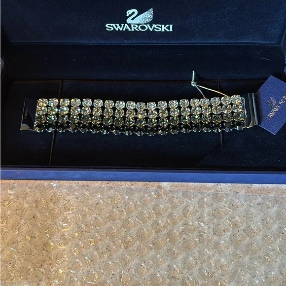 Authentic Swarovski Black Crystal Multi-Row Bracelet - Picture 4 of 5